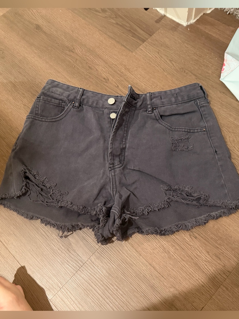 PacSun Women's Charcoal Distressed High-Rise Jean Shorts